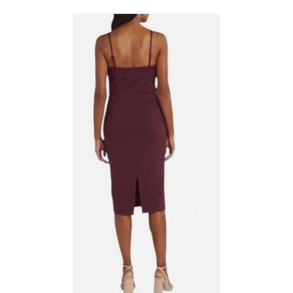 Unique Vintage X Nine Britton Burgundy Sheath Dress with Scallop Detail Sz L 365 - Picture 5 of 5